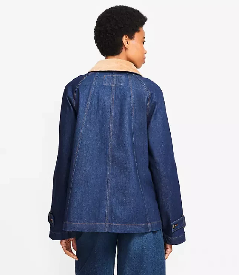 Petite Denim Barn Jacket Dark Rinse Wash