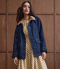 Petite Denim Barn Jacket Dark Rinse Wash