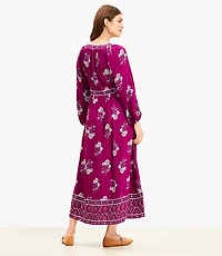 Floral Puff Sleeve Button Midi Dress
