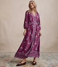 Floral Puff Sleeve Button Midi Dress