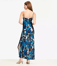 Brushstroke Cowl Midi Slip Dress