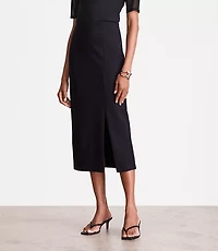 Petite LOFT Versa Ponte Column Midi Skirt