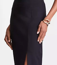 Petite LOFT Versa Ponte Column Midi Skirt