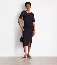 Petite LOFT Versa Ponte Column Midi Skirt