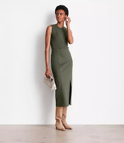 Petite LOFT Versa Ponte Column Midi Skirt