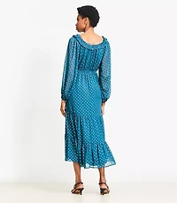 Shimmer Ruffle Tiered Midi Dress