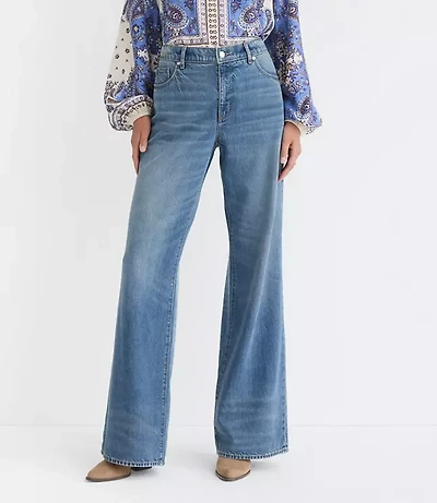 Curvy Mid Rise Wide Leg Jeans Classic Wash