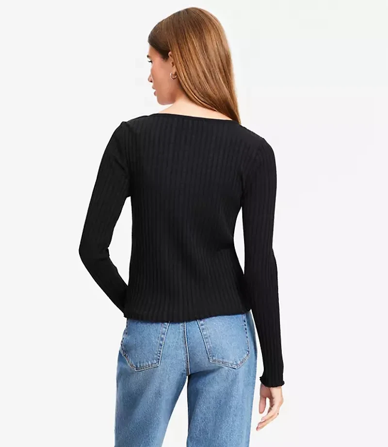 Ruffle Ribbed Cardigan