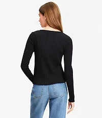 Ruffle Ribbed Cardigan