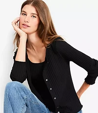 Ruffle Ribbed Cardigan