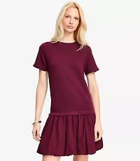 Petite Bubble Hem Mixed Media Mini Dress