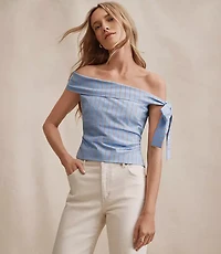 Striped Tie One Shoulder Top