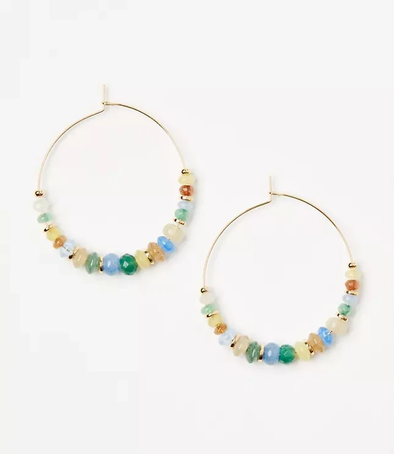 Multicolored Beaded Hoop Earrings