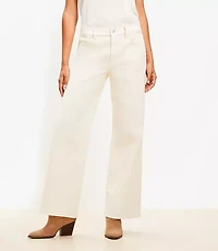 Mid Rise Wide Leg Jeans Ivory