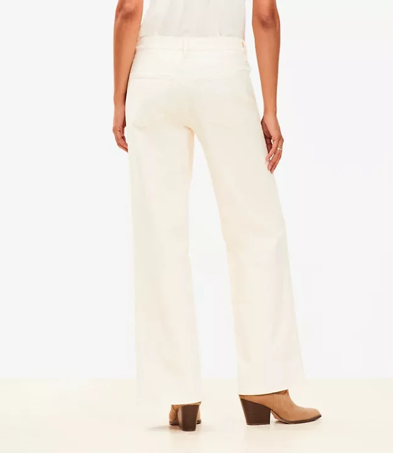 Mid Rise Wide Leg Jeans Ivory