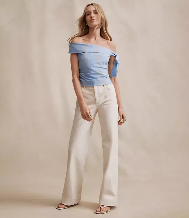 Mid Rise Wide Leg Jeans Ivory