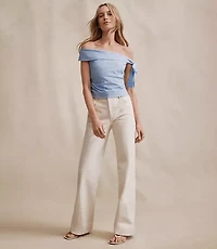Mid Rise Wide Leg Jeans Ivory