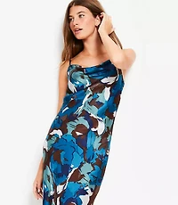 Petite Brushstroke Cowl Midi Slip Dress