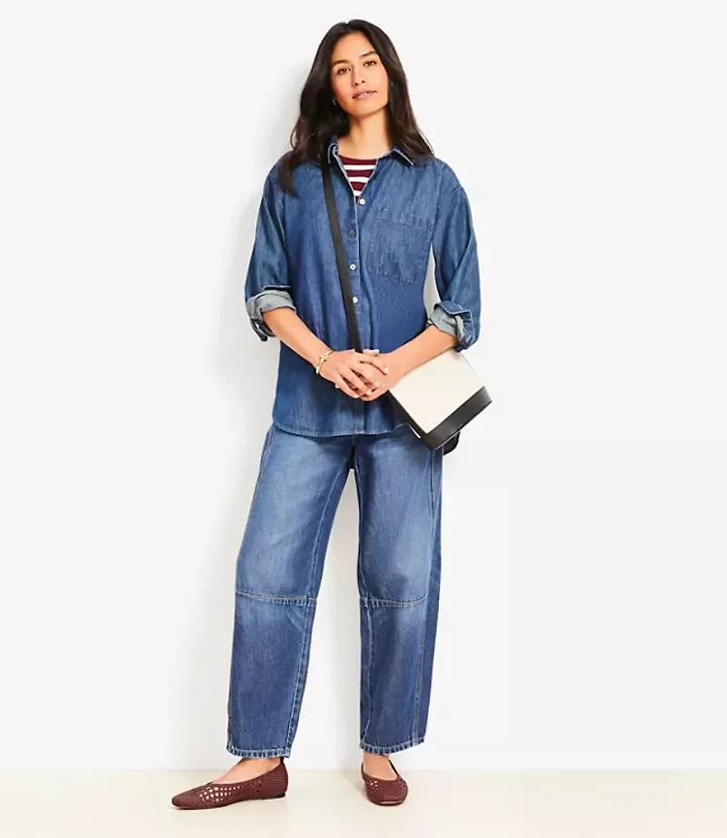 Petite Chambray Everyday Oversized Pocket Shirt