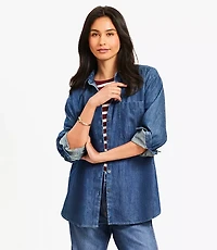 Petite Chambray Everyday Oversized Pocket Shirt
