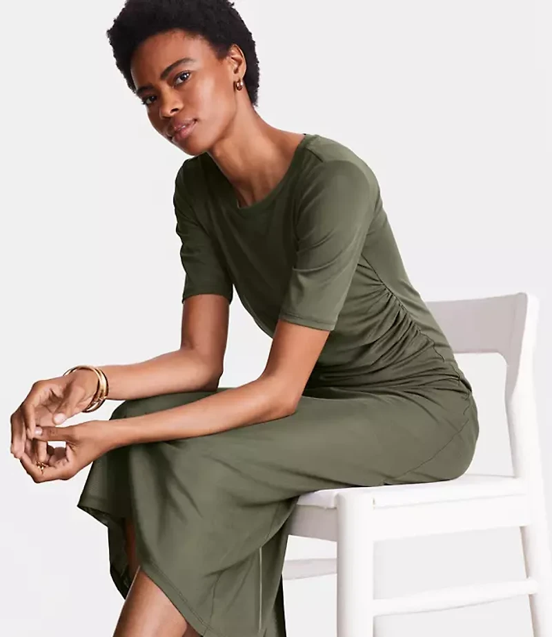Petite LOFT Versa Mesh Midi Dress