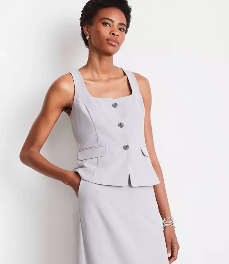 Petite LOFT Versa Seasonless Square Neck Pocket Vest