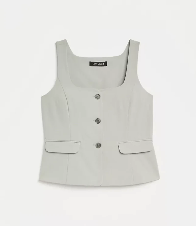 Petite LOFT Versa Seasonless Square Neck Pocket Vest