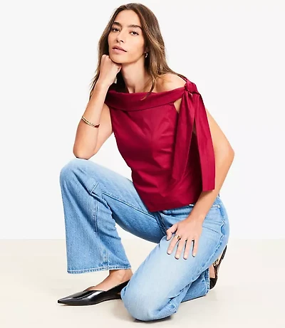 Petite Tie One Shoulder Top