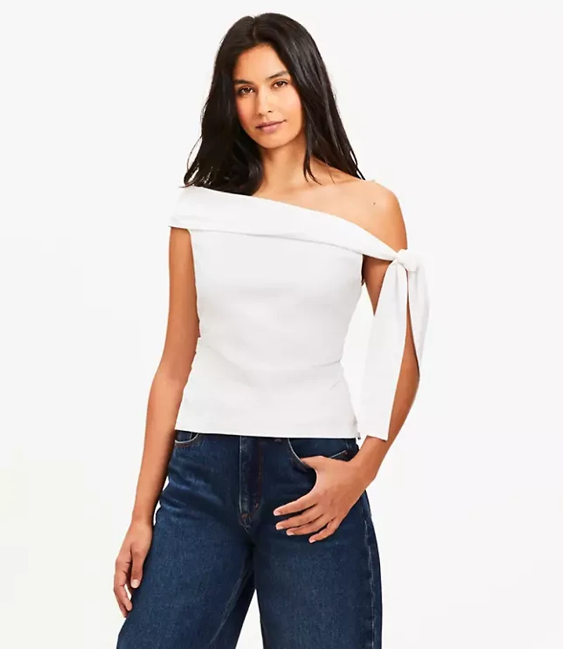 Petite Tie One Shoulder Top