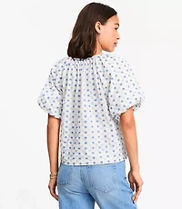 Floral Embroidered Bow Blouse