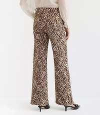 Petite High Rise Wide Leg Jeans Leopard Print