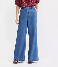 Petite High Rise Trouser Jeans Bright Mid Indigo Wash