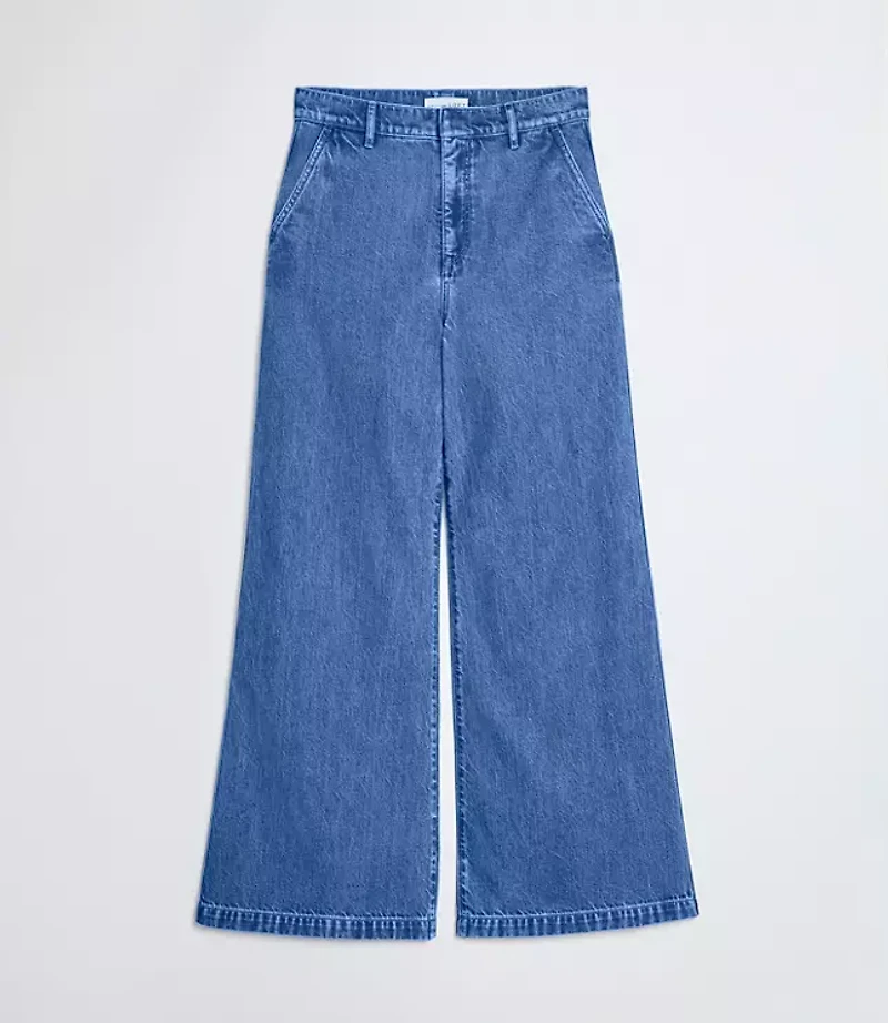 Petite High Rise Trouser Jeans Bright Mid Indigo Wash