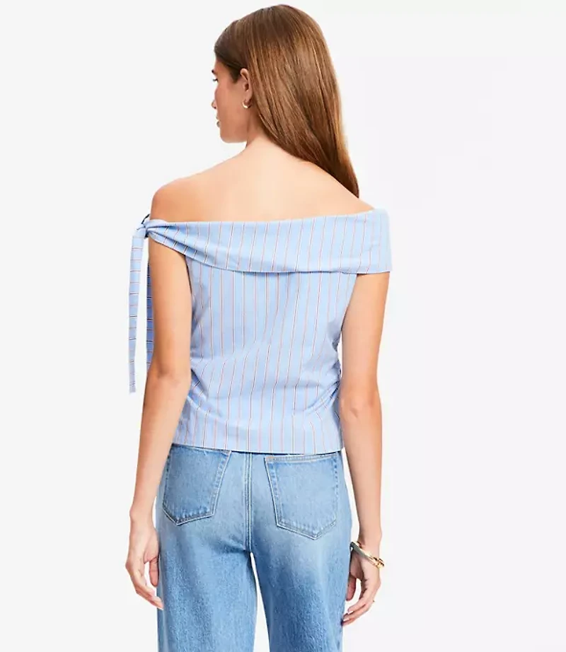 Petite Striped Tie One Shoulder Top