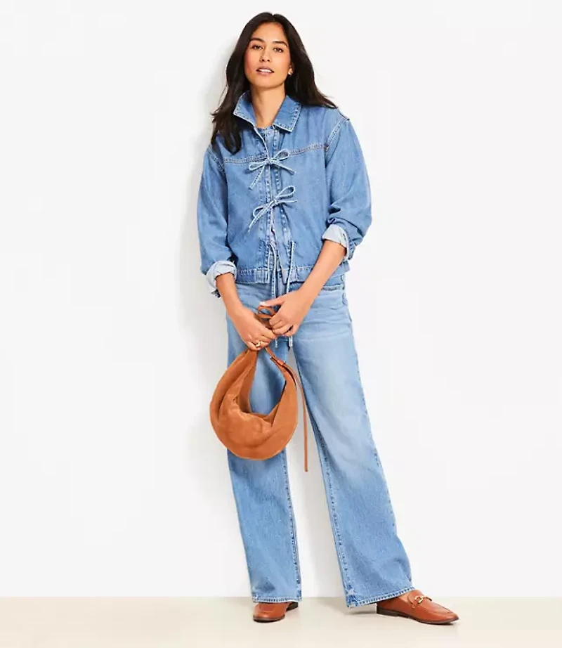 Denim Bow Top Bright Mid Indigo Wash
