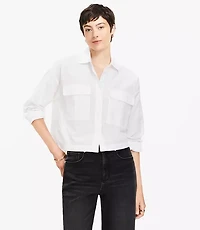Poplin Wide Sleeve Modern Utility Shirt