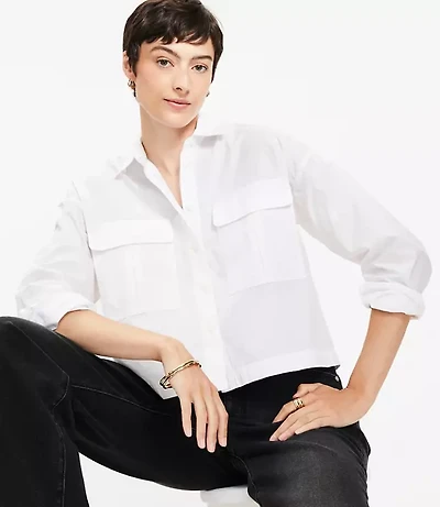 Poplin Wide Sleeve Modern Utility Shirt