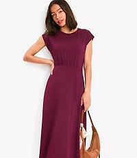 Petite Cap Sleeve Midi Pocket Dress