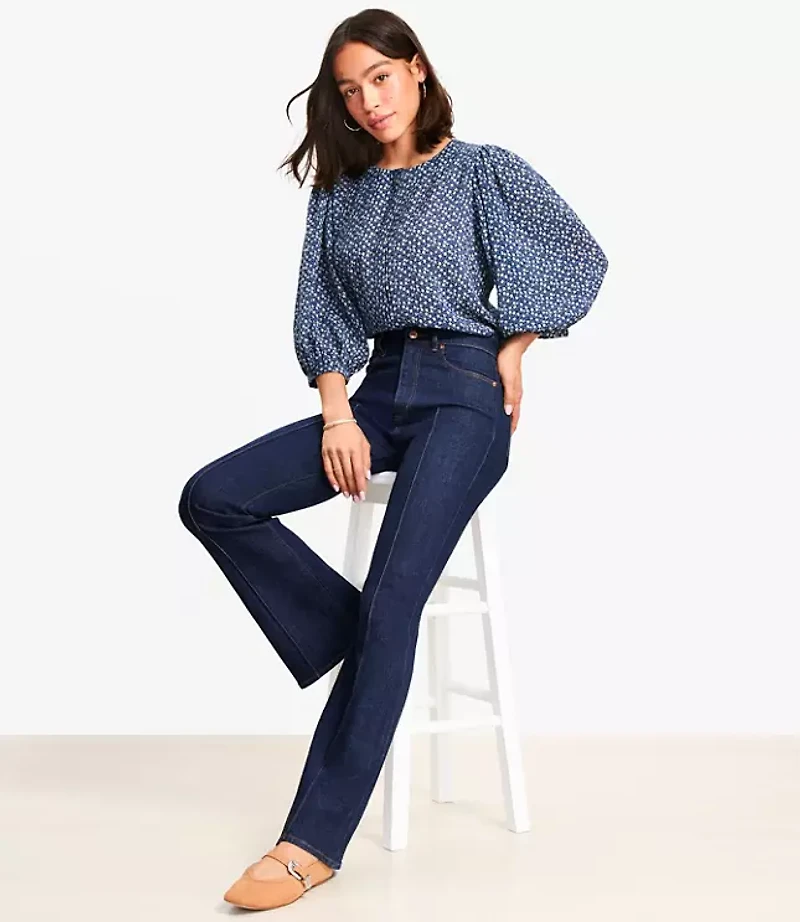 Petite Garden Balloon Sleeve Blouse