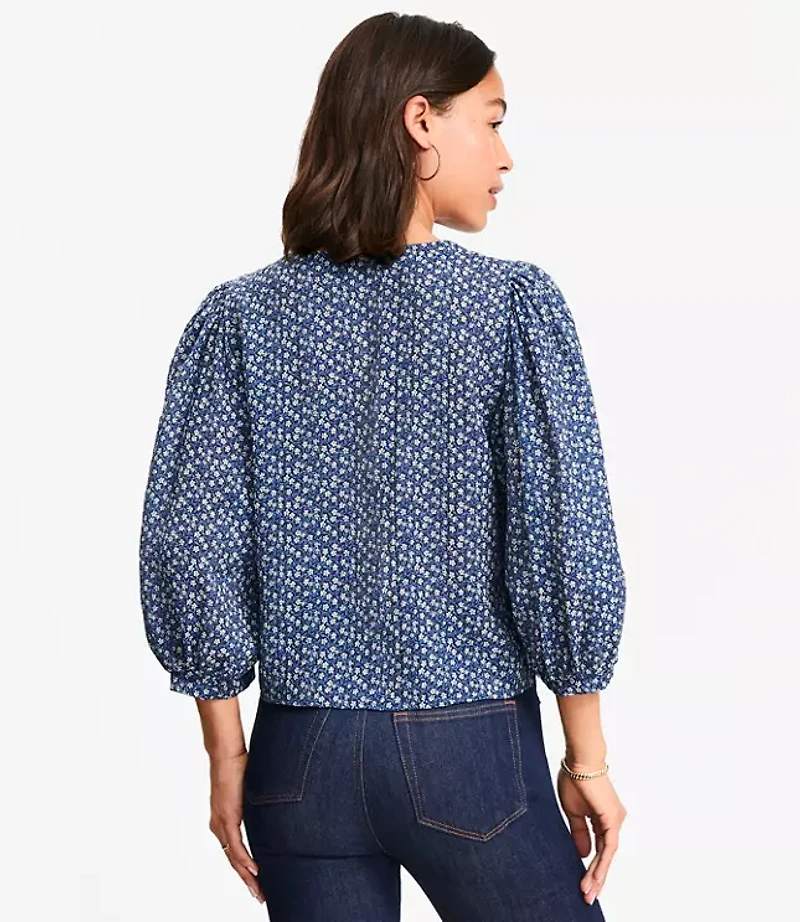 Petite Garden Balloon Sleeve Blouse