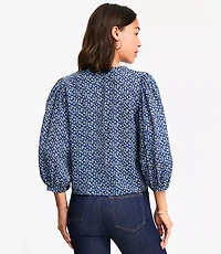 Petite Garden Balloon Sleeve Blouse