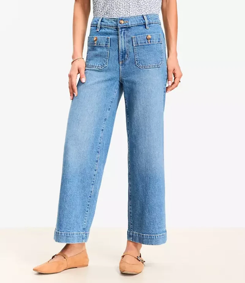 Palmer Wide Leg Crop Jeans Mid Vintage Wash