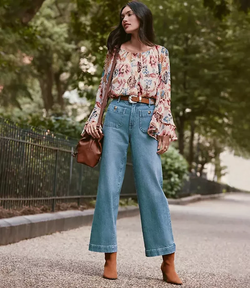 Palmer Wide Leg Crop Jeans Mid Vintage Wash