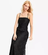 Petite Floral Lace Strapless Midi Pocket Dress