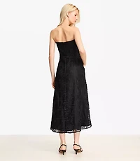 Petite Floral Lace Strapless Midi Pocket Dress
