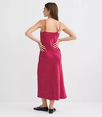 Petite Dotted Satin Strappy Bias Midi Dress