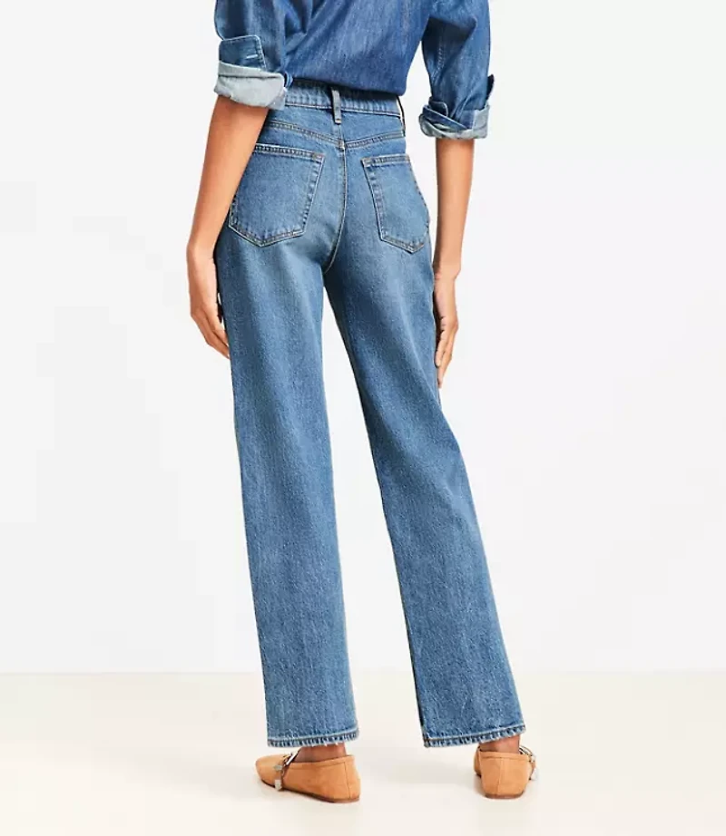 Petite High Rise Straight Jeans Authentic Vintage Mid Wash