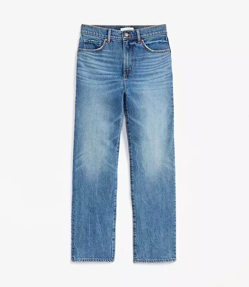Petite High Rise Straight Jeans Authentic Vintage Mid Wash