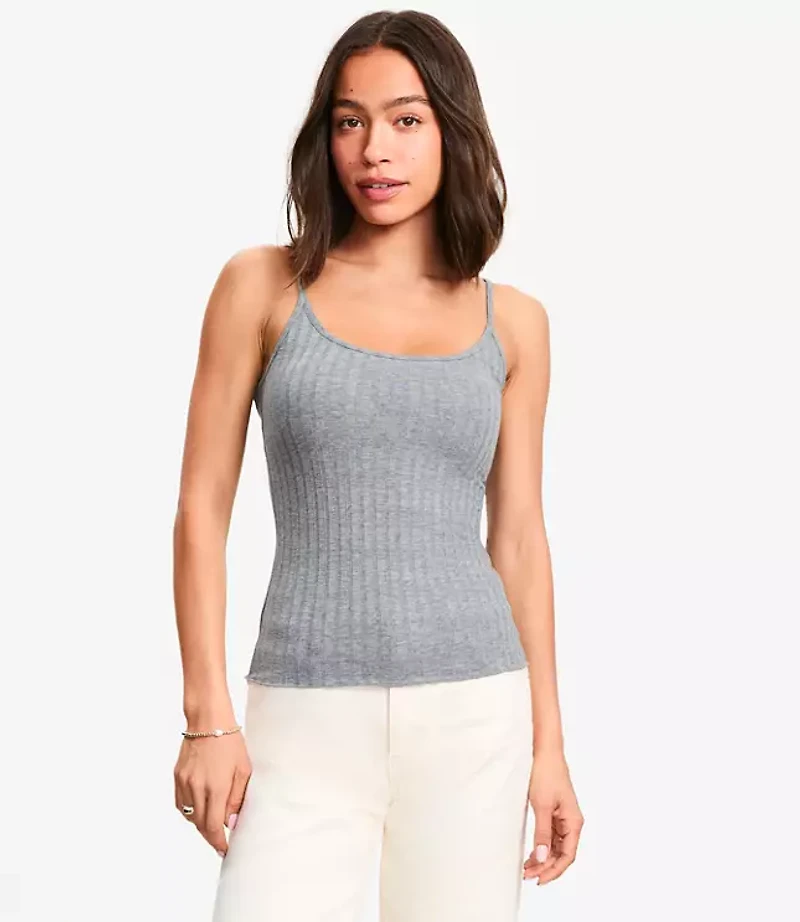 Heathered Ruffle Ribbed Tank Top