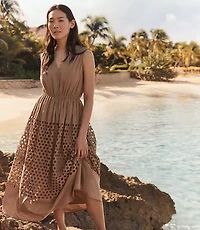 Haven Well Within Organic Cotton Honeycomb Eyelet Midi Dress